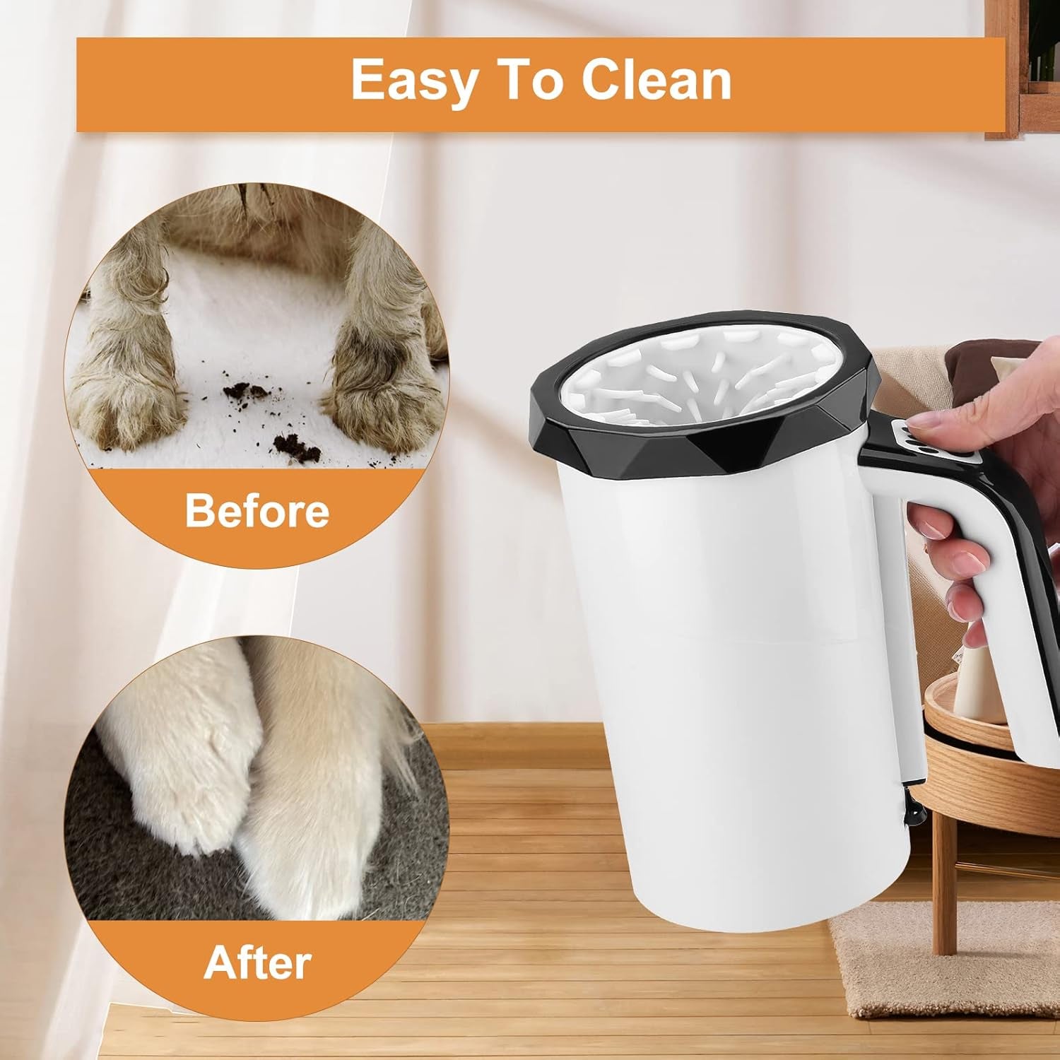 Nettoyeur Pattes Pour Chien, 7.4V, 2400Mah, Lave Pattes Pour Chien Rechargeable Avec Brosse Amovible Silicone Souple (Noir) - NordPaws