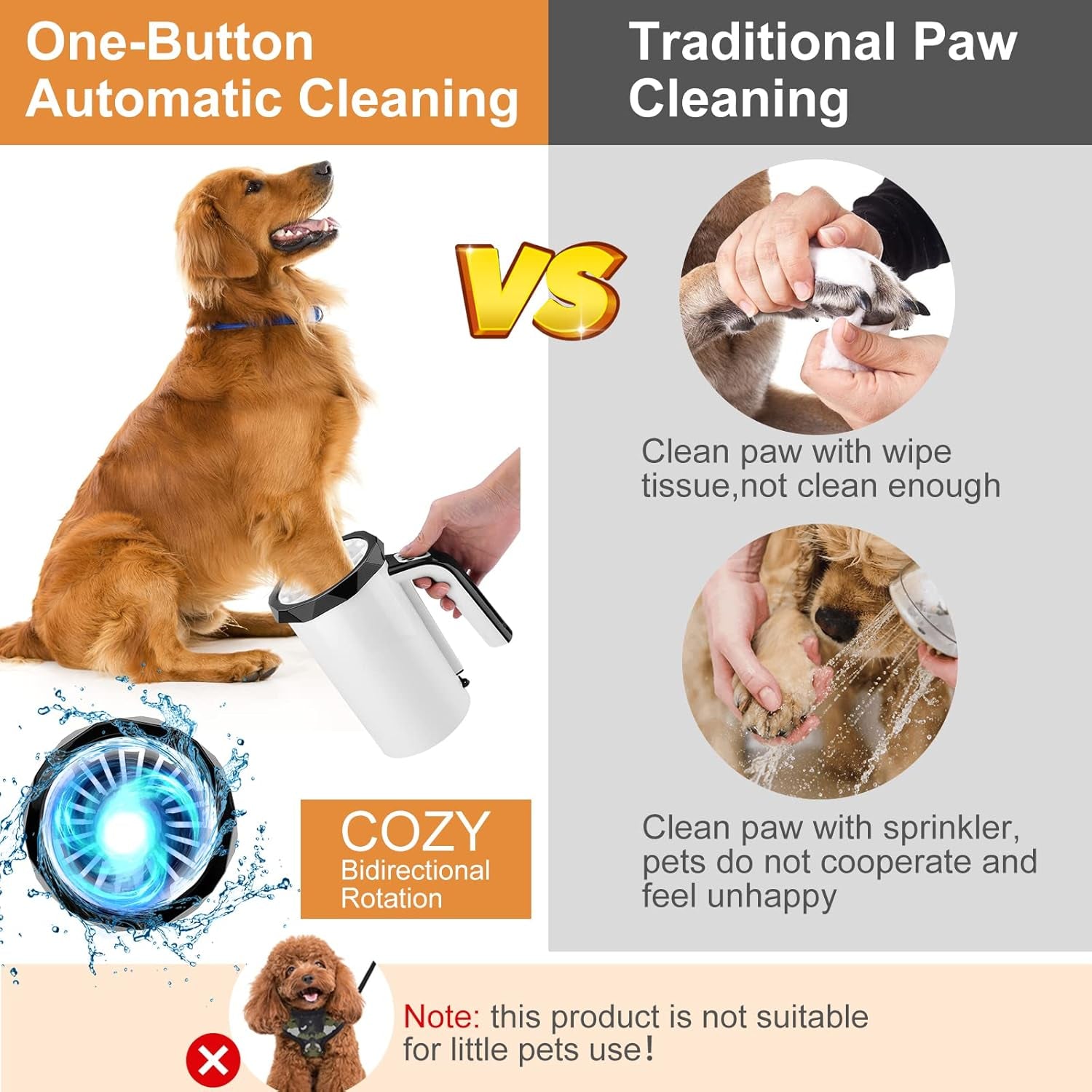 Nettoyeur Pattes Pour Chien, 7.4V, 2400Mah, Lave Pattes Pour Chien Rechargeable Avec Brosse Amovible Silicone Souple (Noir) - NordPaws