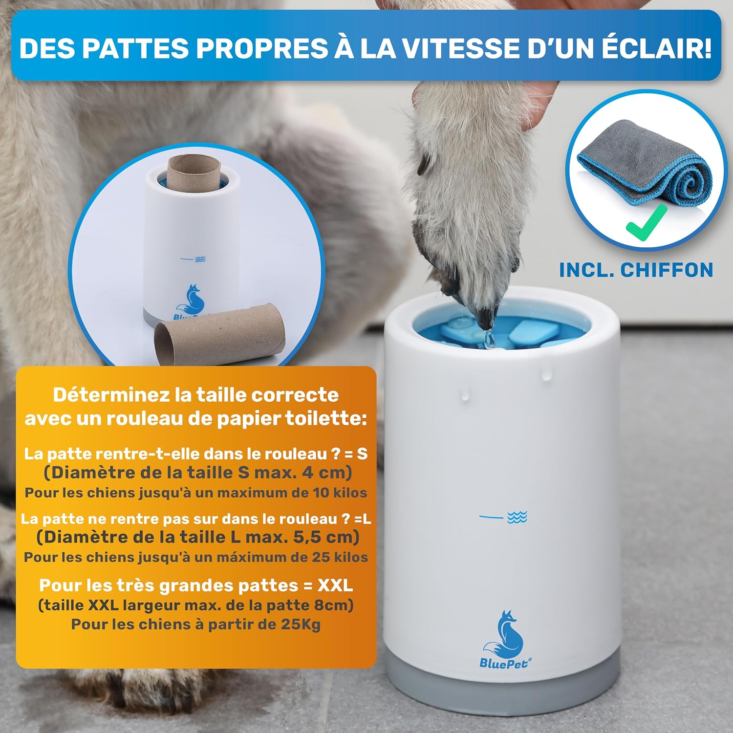 Nettoyeur de Pattes pour Chiens - Élimine Saleté et Crasse en Douceur (Taille L, 10-25 Kg) - NordPaws