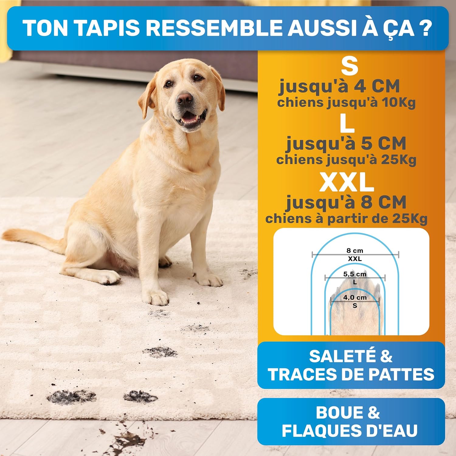 Nettoyeur de Pattes pour Chiens - Élimine Saleté et Crasse en Douceur (Taille L, 10-25 Kg) - NordPaws